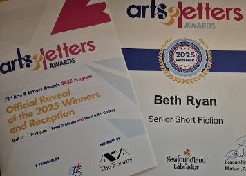 Beth Ryan - winner in Senior Fiction category, Arts and Letters Awards